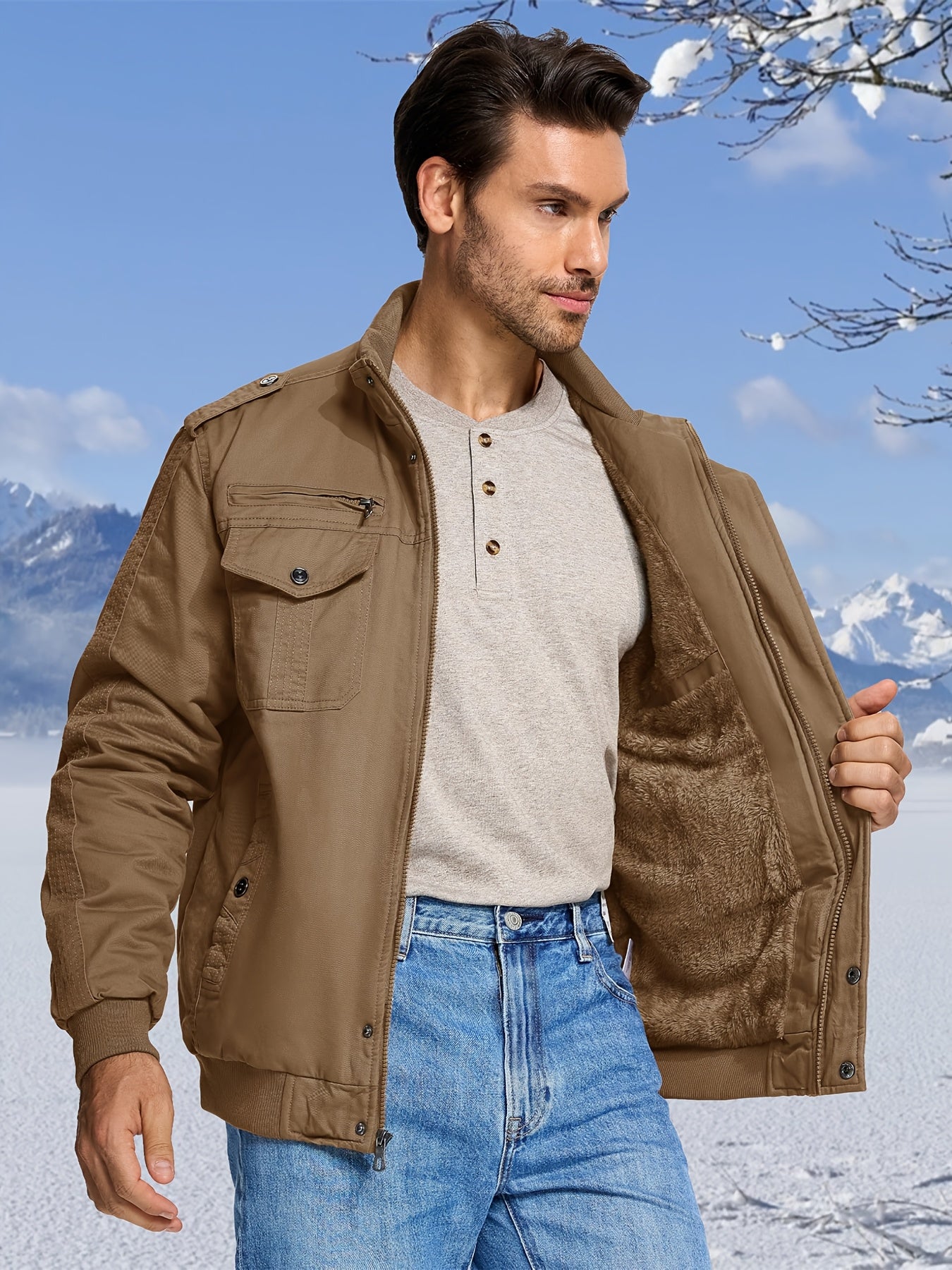 Men's Black Cotton Cargo Jacket - product view 26