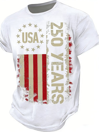 Independence Day T-Shirts, Retro USA Flag Crewneck Tee, Great 250 Celebration Items, Comfortable And Breathable