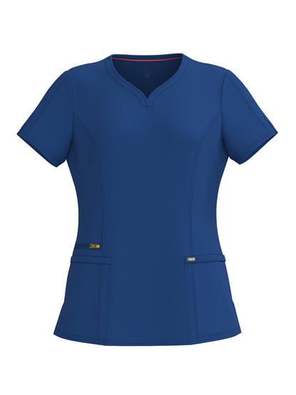 PandaFlex modern neck in Four-Way Stretch Fashion Scrubs Set V-Neck Short Sleeve Scrub Top & Straight Leg Cargo Pants for Nurses with zipper pockets 3372