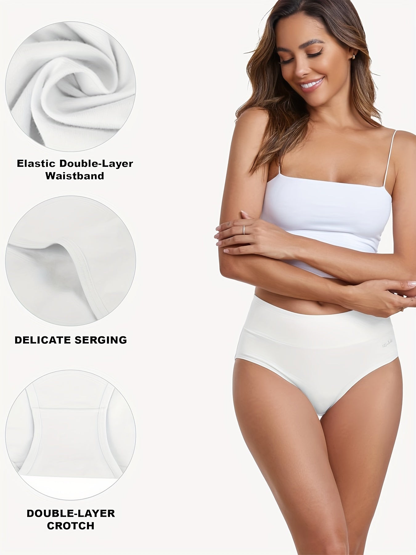 5pcs High Waist Solid Color Briefs, Comfy, Soft, Breathable, Stretchy And Elegant Lingeries for Women