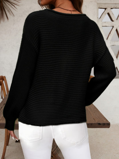Women's Elegant One-Shoulder Sweater - Chic Drop Shoulder Off-the-Shoulders Pullover, Soft Long Sleeve Top for Fall/Winter, Party, Everyday & Formal Events - Women's Clothing, Winter Wardrobe, Slim Fit, Cozy Fabric, Stylish Blouse, Fashion Lovers