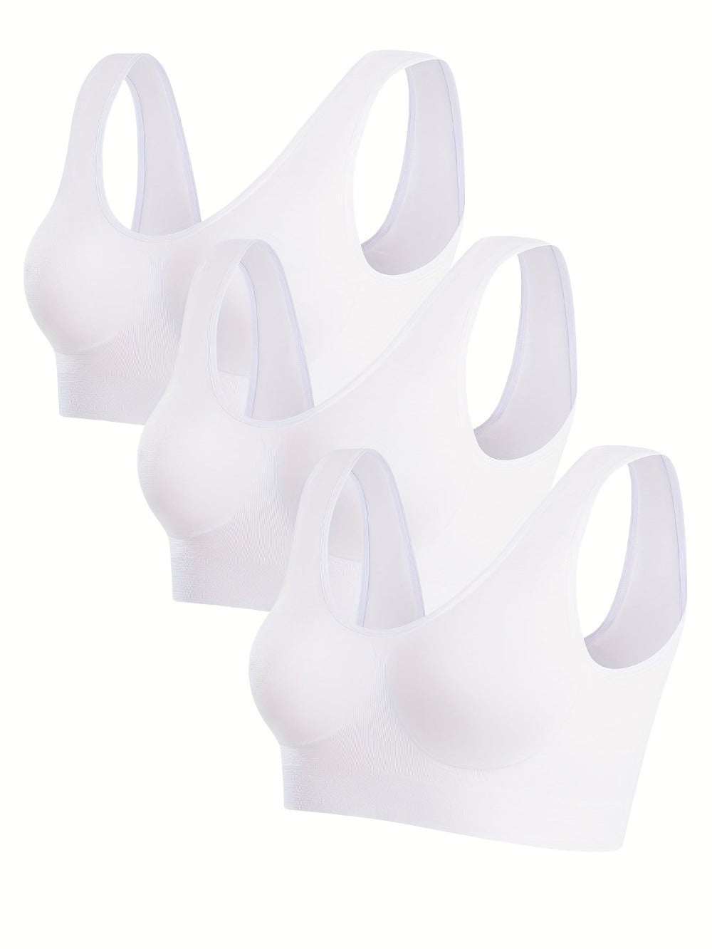 Women's Sports Bra - 3-Pack Ribbed, Soft Support