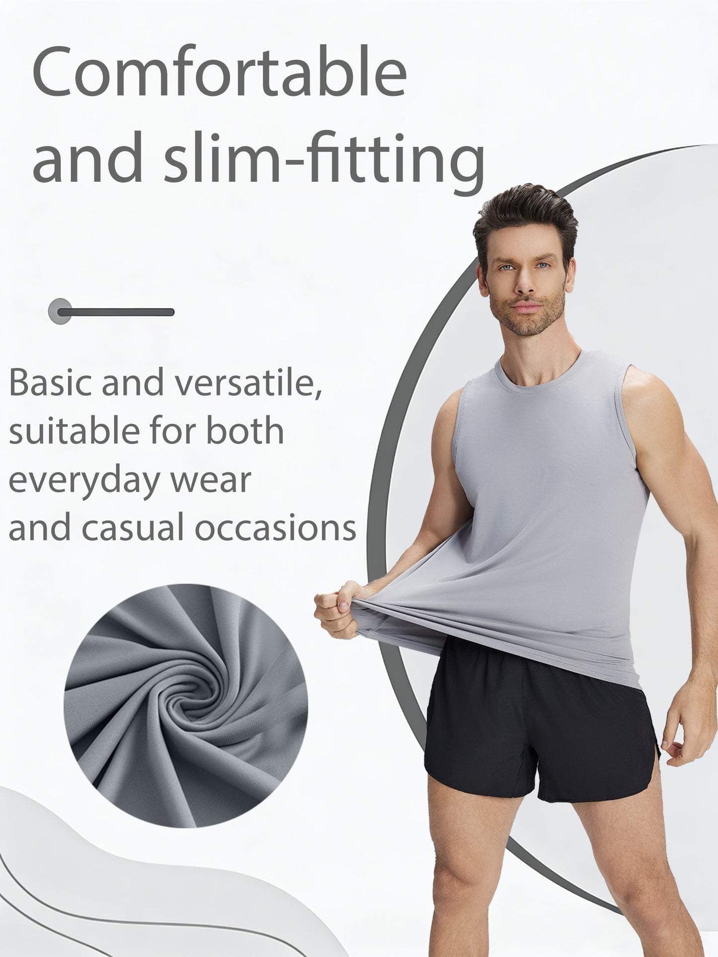 5pcs Men's Quick-Dry Sleeveless Athletic Vests - Breathable Moisture-Wicking Shirts, Solid Color Round Neck Gym Wear Suitable for Sports, Fitness, Outdoor Activities, Spring & Summer, Machine Washable Sleeveless