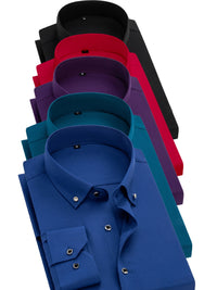 Royal blue + dark green + dark purple + red + black