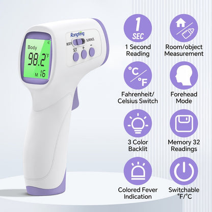 Infrared Forehead Thermometer - LCD Display, Memory and Silent Mode