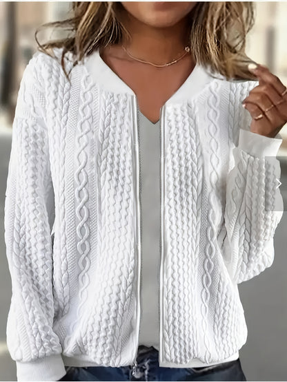 2025 New Women's Zip-Up Cardigan Sweater - Long Sleeve Outerwear, Soft Fabric for Cozy Casual Layering | Warm & Breathable Spring/Autumn Layering Piece | Perfect for Daily Wear, Office, Weekend Trips | Easy to Match Dresses, Jeans