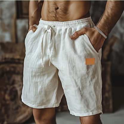 New Shorts, Drawstring Style, Elastic Waist, Solid Color, Breathable, with Pockets, Suitable for Daily Beach And Seaside Wear, Casual Shorts, Men'S Wear