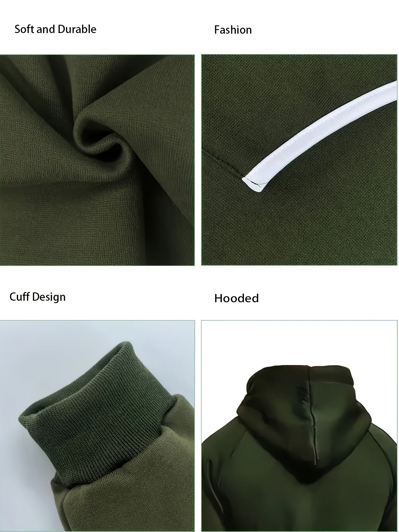 Men'S Hooded Fleece-Lined Jumpsuit with Long Sleeves, Full Zipper, And Kangaroo Pockets Suitable for Travel And Seaside Trips
