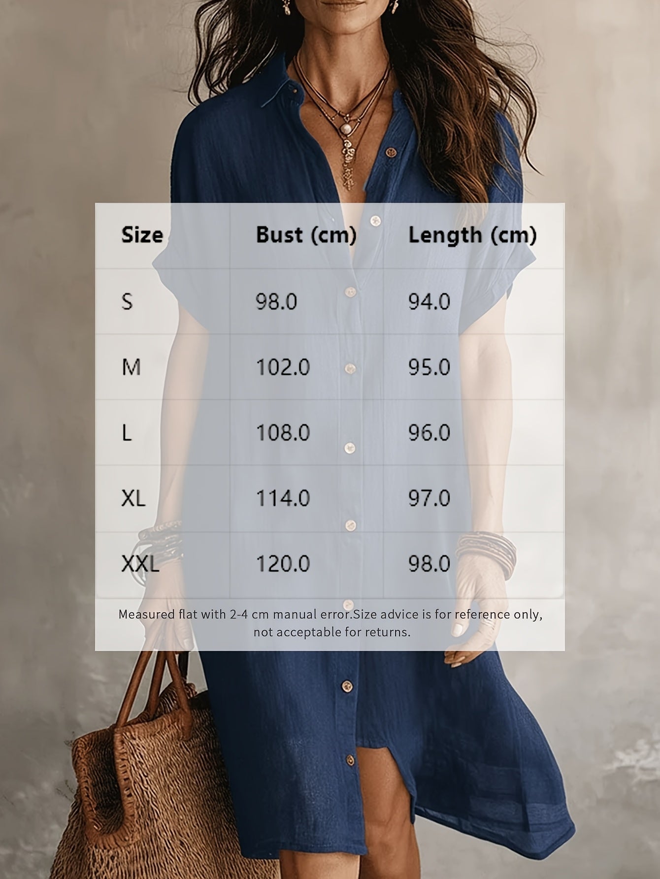 Shirt Dress, Fashionable and Casual, Solid Color, Short Sleeve, Buttoned, Mid-length Dress