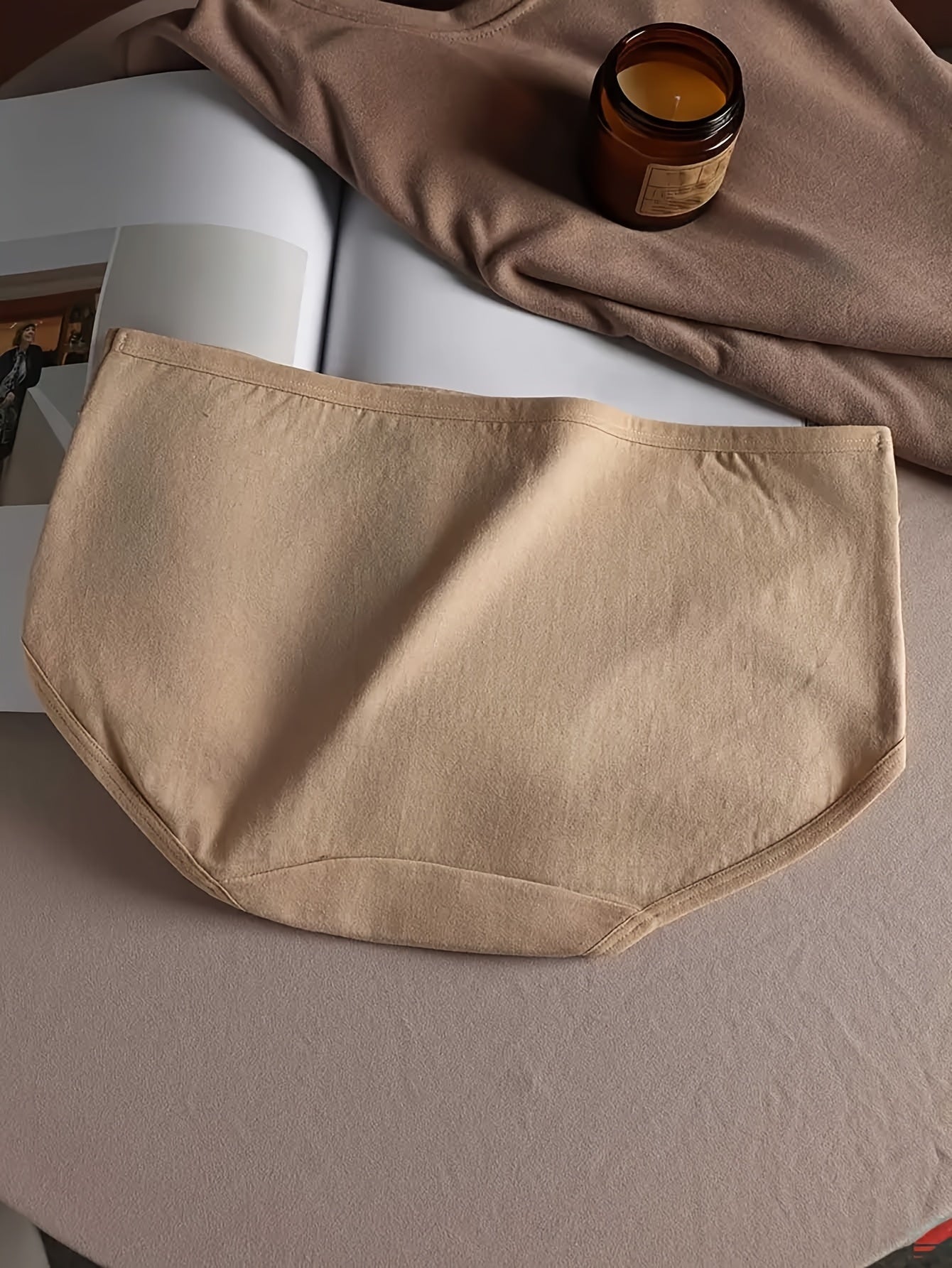 2026 Women's Pure Cotton Underwear Soft Stretch Underwear Simple Solid Color Underwear (beige/beige/brown) Breathable And Comfortable Daily Wear 4pcs Game Day Fan Gear for All Football Fans