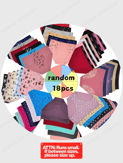 18pcs/ Pack Randomly Assorted Lace Women's Plus Size Panties