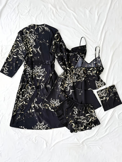 V-Neck Camisole Sleepwear, Stylish Printed Camisole Gowns, Cozy And Relaxed Women'S Sleepwear, Nightgowns, And Nightdress Collections. Long-Sleeve Robe, High-Neck Camisole Skirt, Backless V-Neck Top, And Pleated Shorts Are Casual And Adaptable