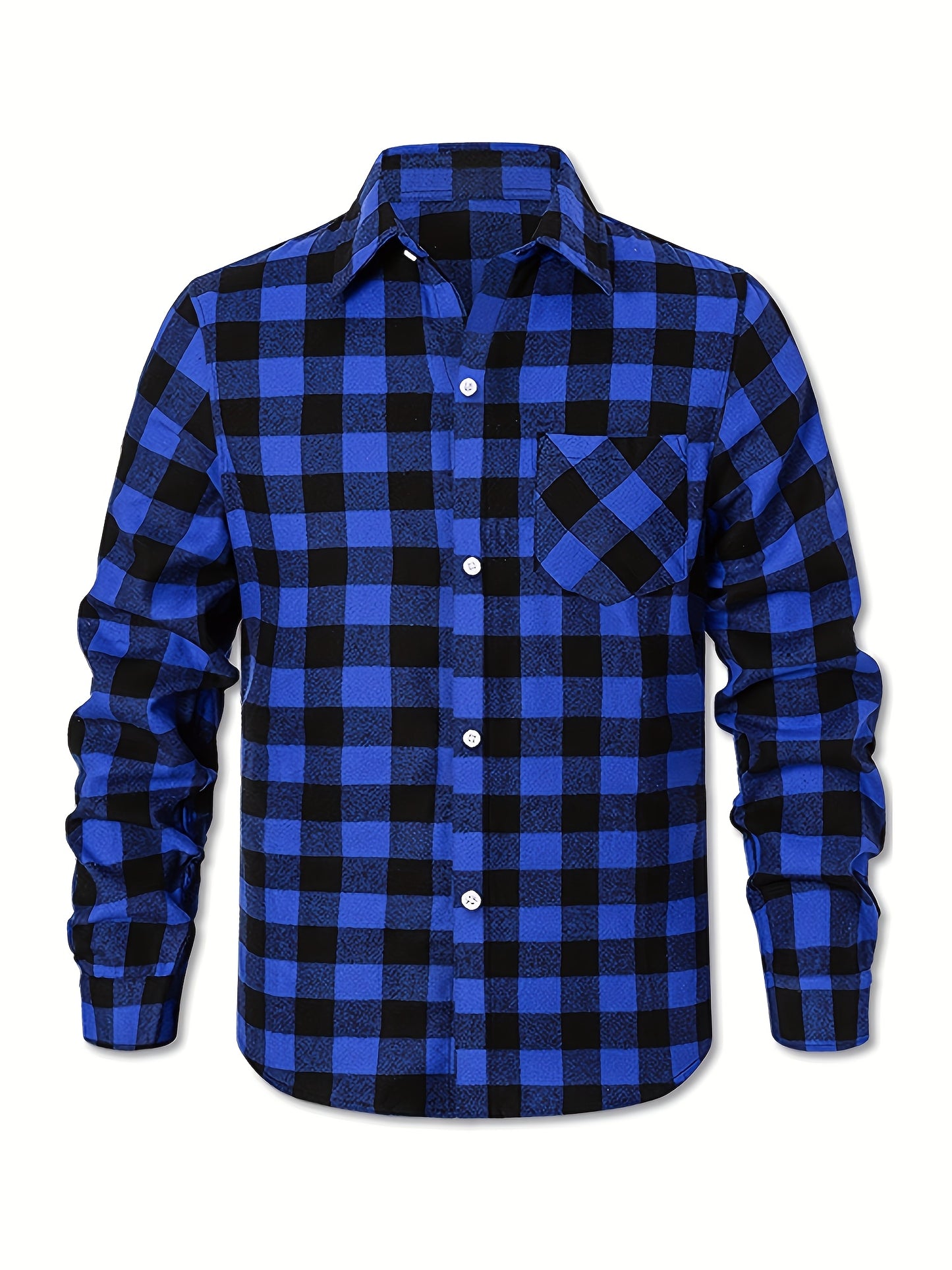 3pcs Plus Size Men's Casual Flannel Button- Shirts - Classic Buffalo Check Pattern, Relaxed Fit with Chest Pockets, Machine Washable, All-Season Comfort for Daily Wear (Black/Green/Orange-Black), Flannel, Long Sleeve Button Casual Shirt, Versatile Wardrob