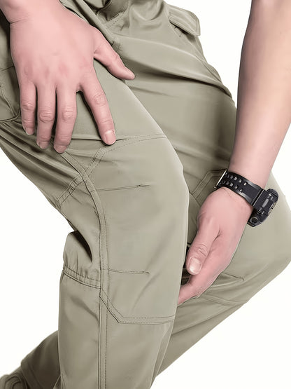 2-PCS Men'S Multi-Pocket Tactical Work Pants: Breathable, Durable, And Slim-Fit Outdoor Hiking Pants For Spring (Includes Free Waist Belt)