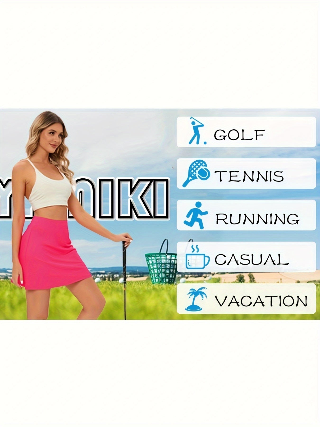 Women's Golf Skirts Skort 4 Side Pockets High Waisted Stretchy Tennis Skirt with Short Athletic Casual