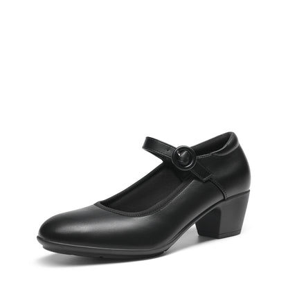 Women's Pumps Low Chunky Mary Jane Heels Closed Toe Comfortable Work Dress Shoes