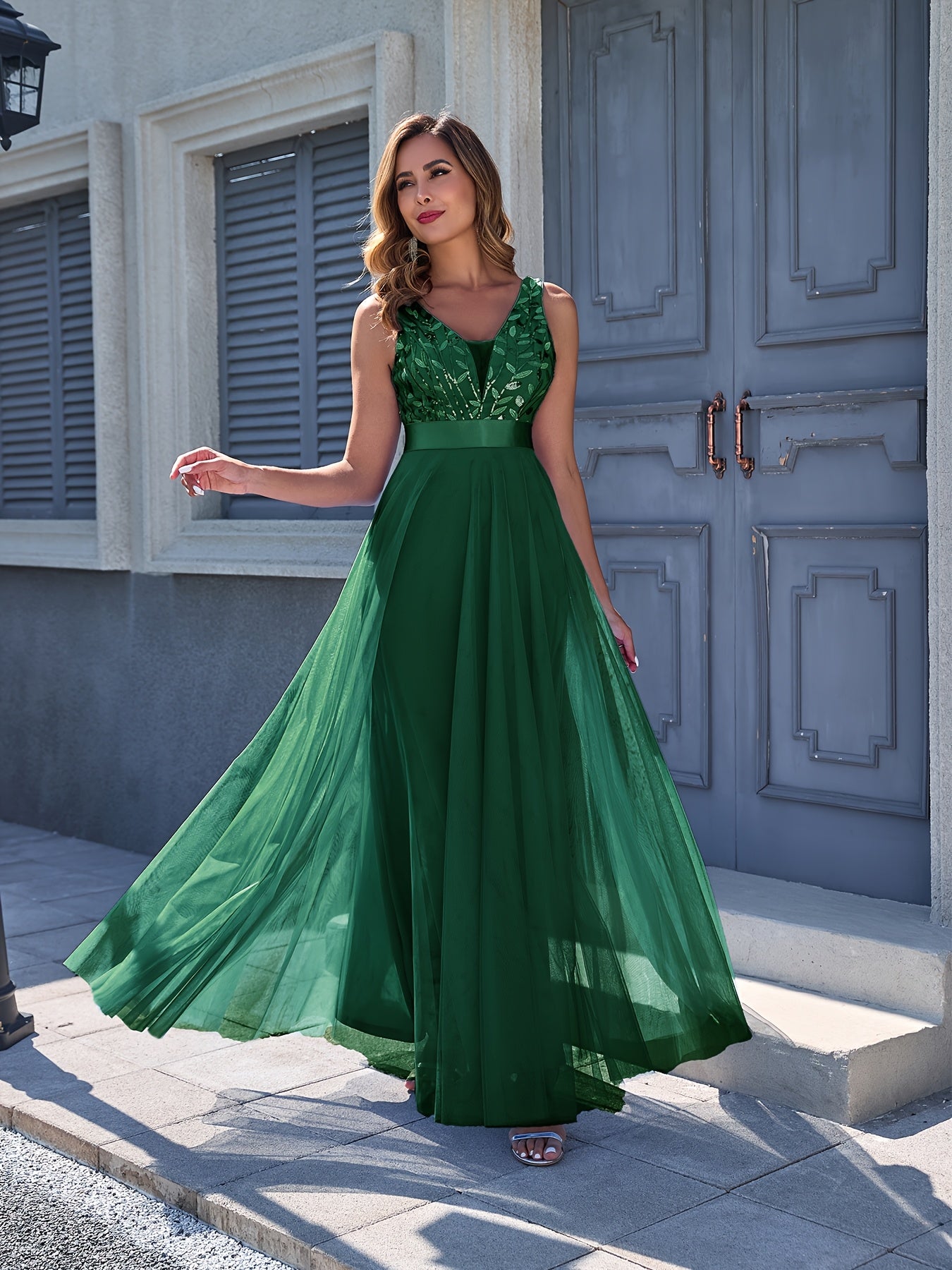 Women'S Dress Embroidery Design V-Neck Sleeveless Long Dress Wedding Dresses for Women for Engagement Wedding Evening Party Dancing Performance Date Daily Valentine'S Day New Year Various Occasions Mesh Long Dress