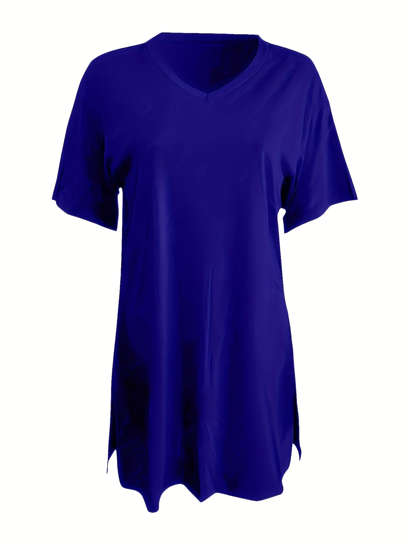 Two-Piece Outfit for Plus-Size Women Featuring a Casual V-Neck Short-Sleeve Top with Side Slits And Drawstring Leggings, Made from Comfortable, Ideal for Everyday Wear