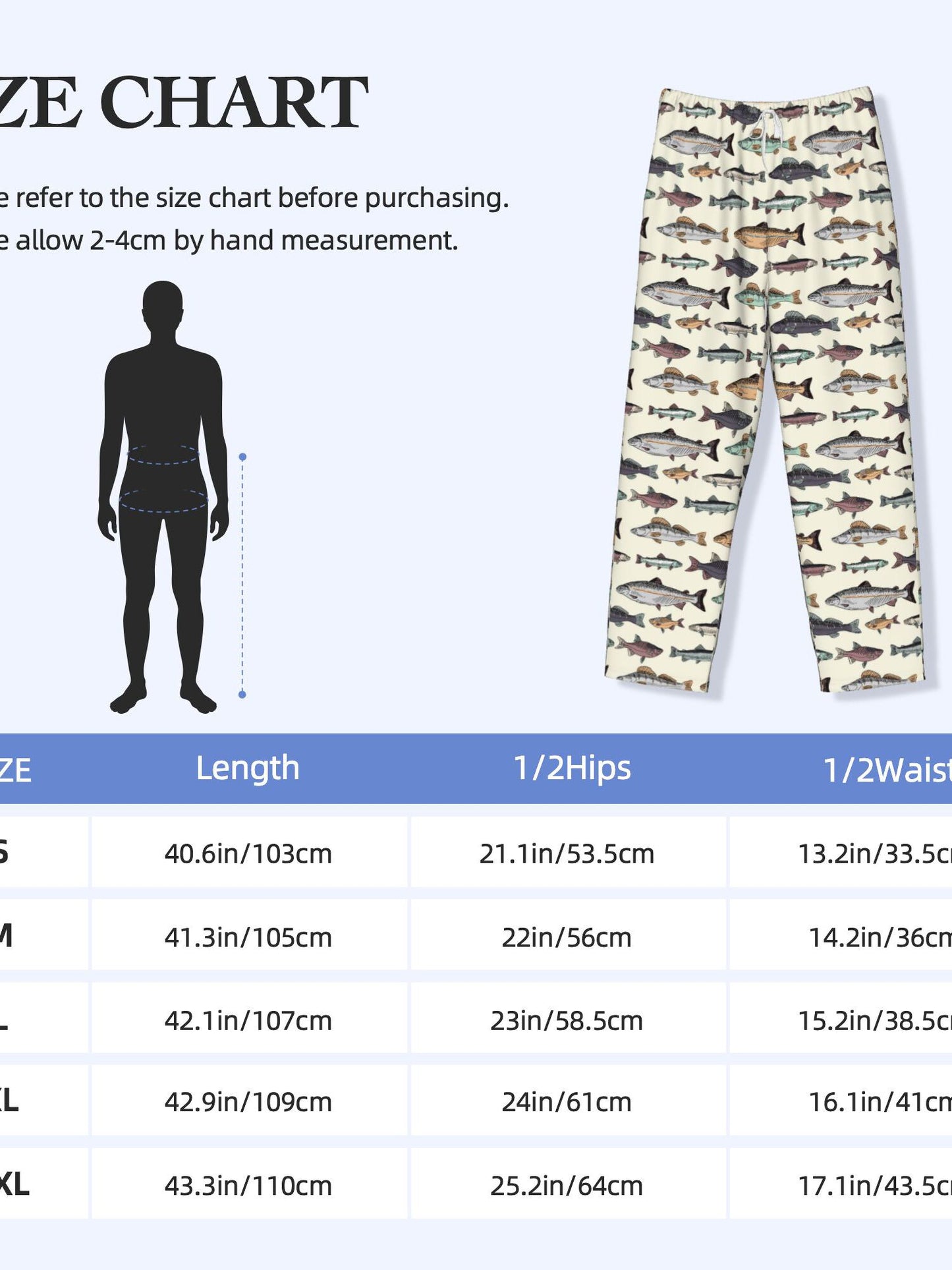 Different Species of Fish Pattern Mens Fleece Pajama Pants, Warm Lounge Pj Bottoms for Men with Pockets Soft