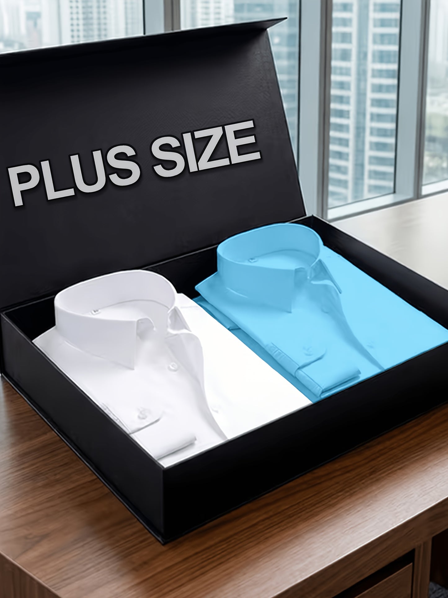 2pcs Set Of Men'S Plus-size Long-sleeve Shirts, 2XL To 6XL Size Shirts For Chubby Men, Versatile Plus-size Shirts For Daily Commuting, Summer Cool Shirts, Easy-care Wrinkle-resistant Plus-size Business Shirts, Gifts For Family