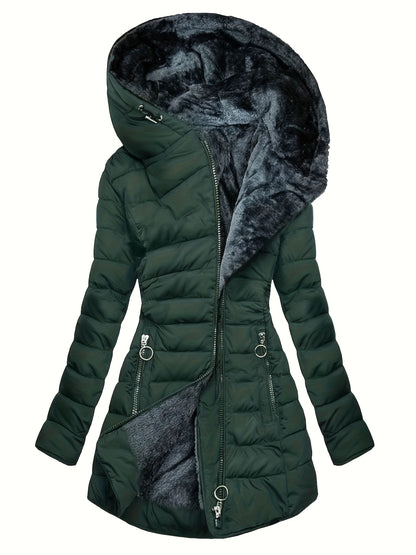 Women's Long Sleeve Hooded Parka- Winter Warm Quilted Coat with(Mid-Length, Padded, European& American Style)