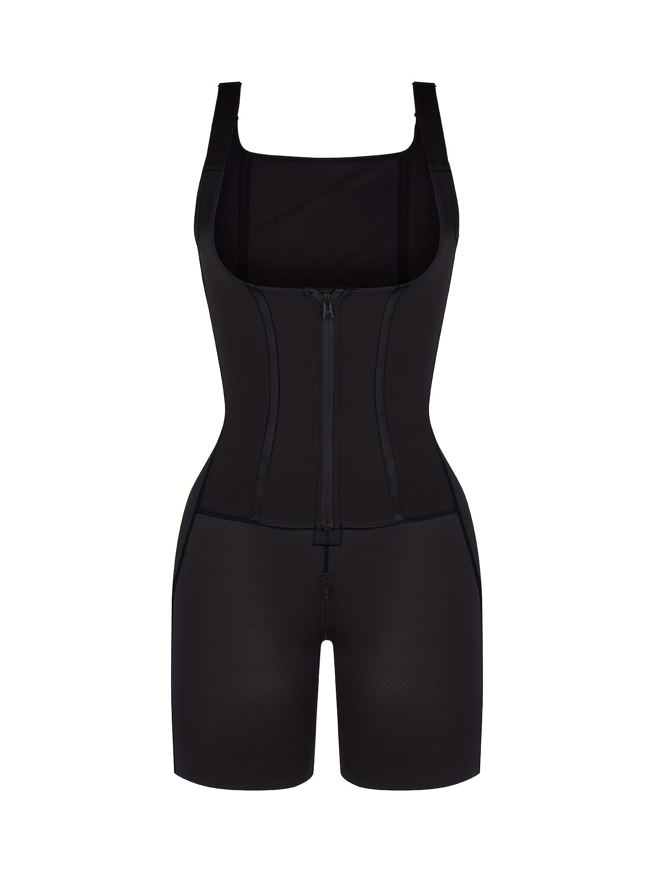 Women Plus Size Tummy Trimmer Control Shapewear Bodysuit, 2-In-1 Waist Trimmer Control Fajas Shapewear. Adjustable Hooks And Zipper Abdomen Trimmer Shapewear