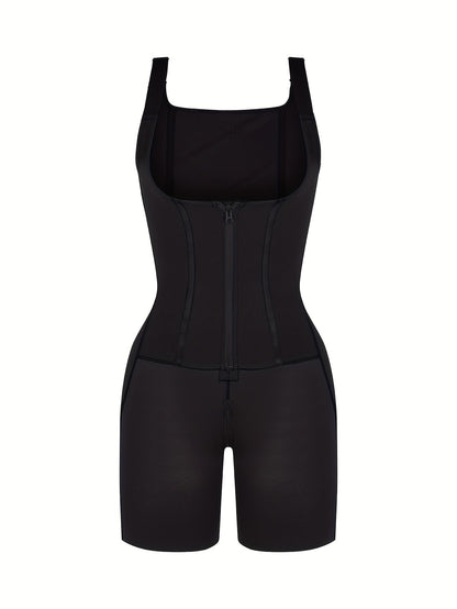 Women Plus Size Tummy Trimmer Control Shapewear Bodysuit, 2-In-1 Waist Trimmer Control Fajas Shapewear. Adjustable Hooks And Zipper Abdomen Trimmer Shapewear