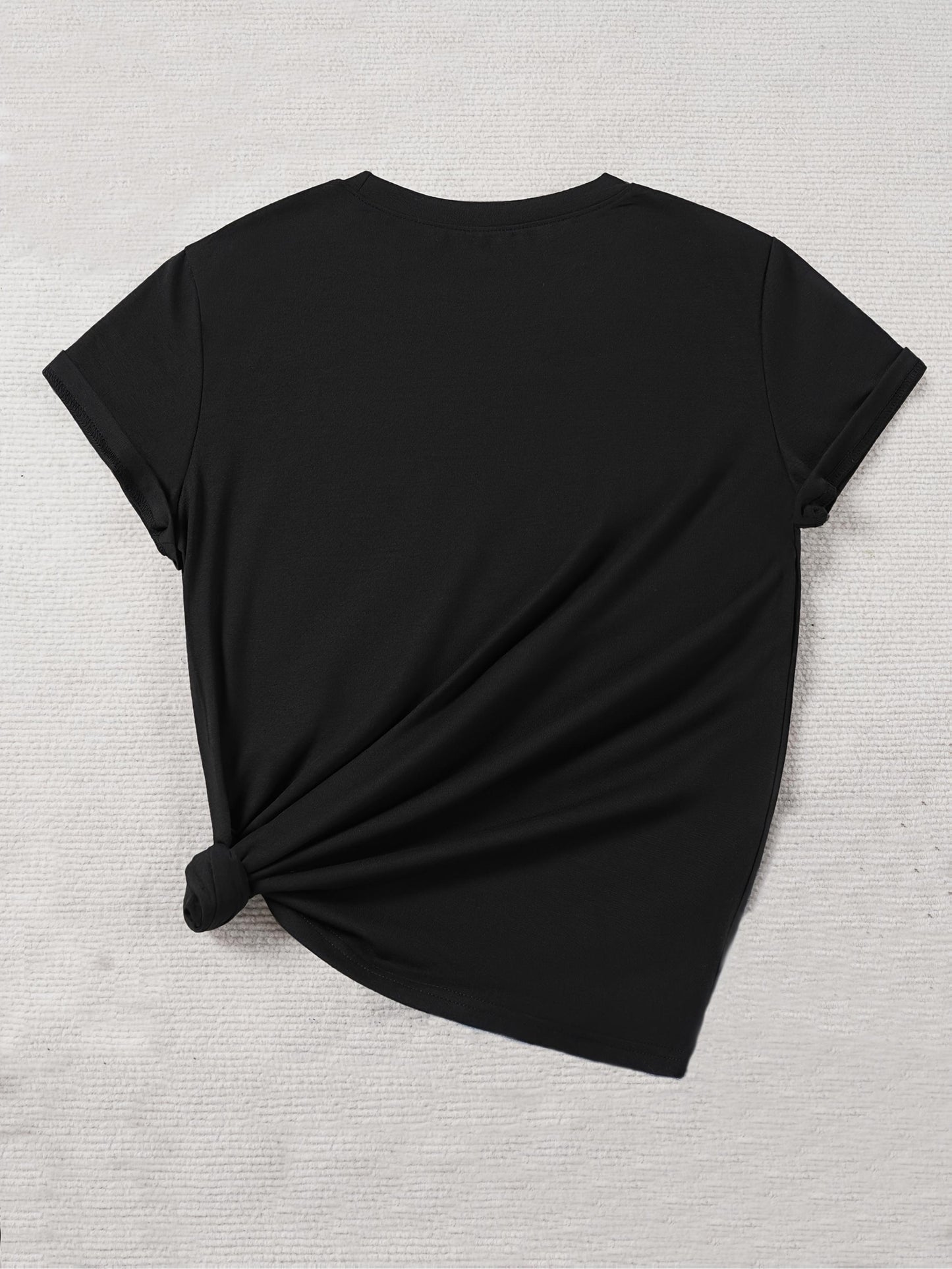 Round Neck Short Sleeve T-Shirt with a Teacher Pattern Print