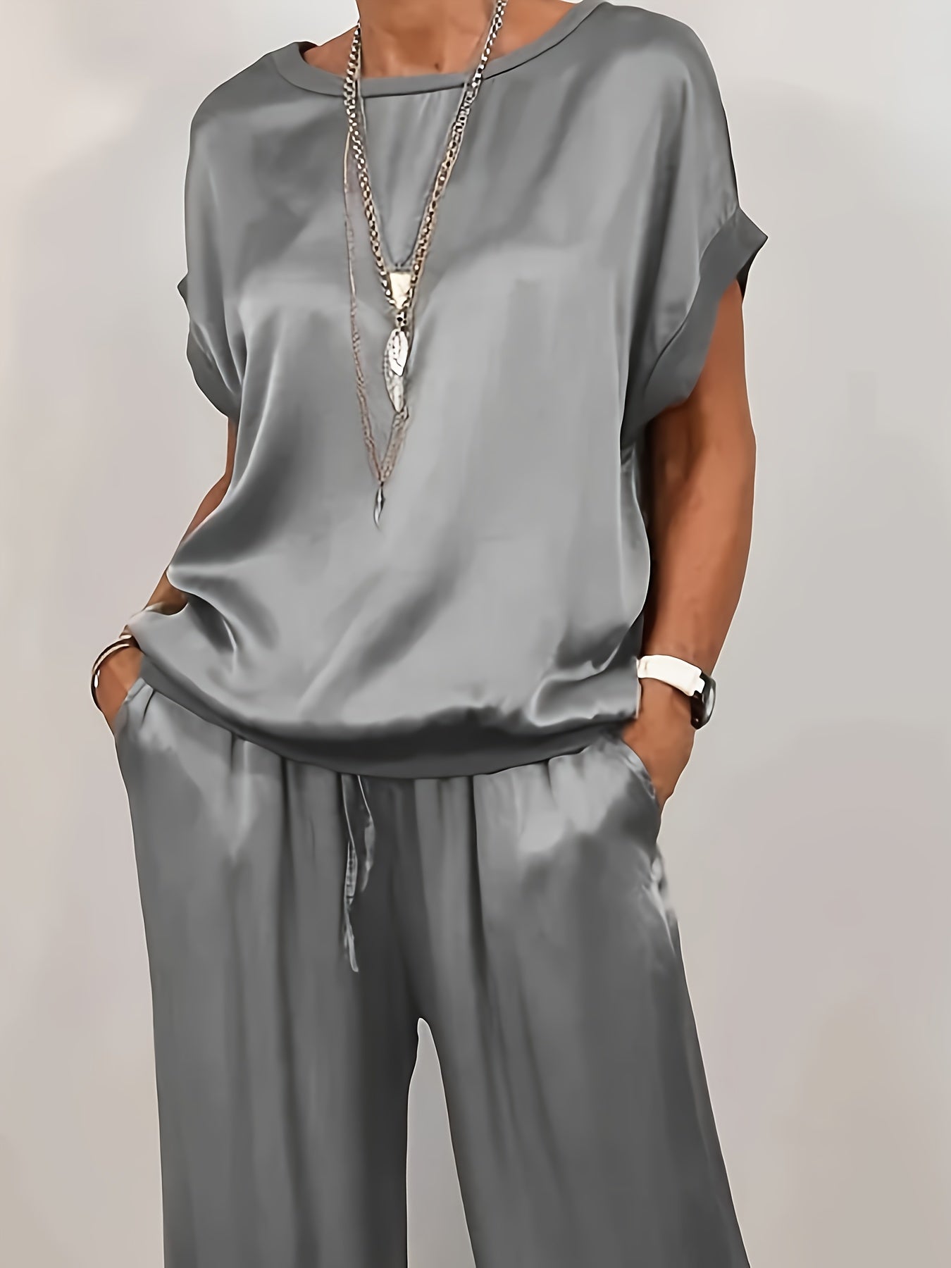 Spring/Summer New Trendy Loose Shirt, Wide Leg Pants, Casual Set