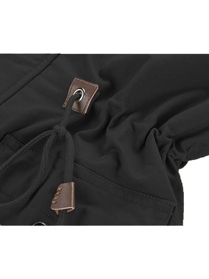 Men'S Jackets Fleece Lined Work Coats Warm Cargo Jackets with Hood