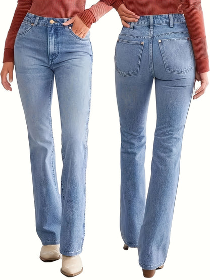 Women's Straight Jeans - Slim Fit, Elastic, Trendy, Sexy, Gorgeous, Elegant, Avant-garde, High-waisted Pantyhose, Suitable for Casual Wear In All Seasons - American Country Women's Classic Denim Wear