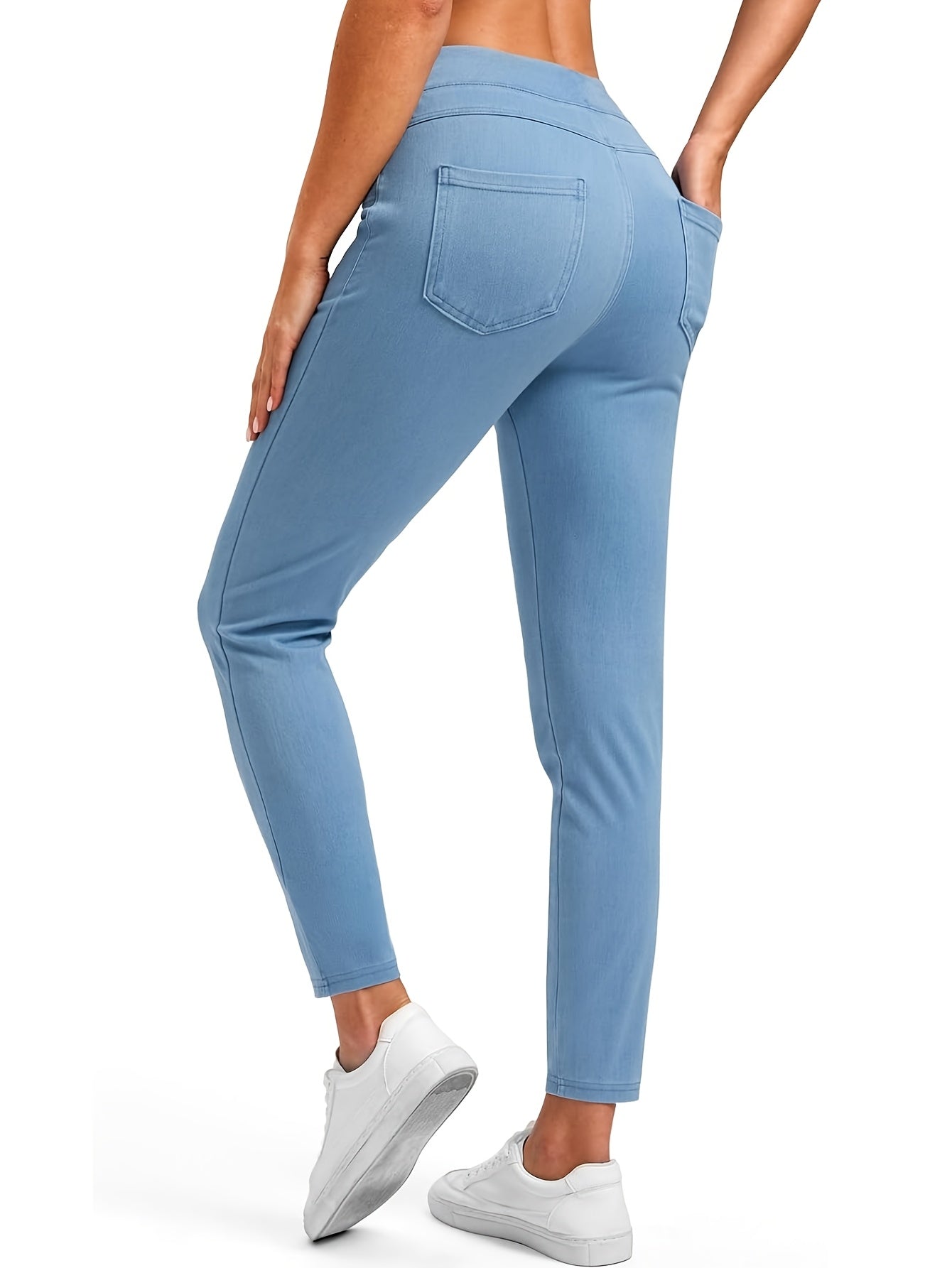 Women's Black Gray High-Waist Slim-Fit Leggings - product view 16