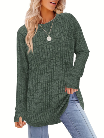 3pcs Women's Round-Neck Sweater & Loose Blouse - Thin Casual Layering Suitable for Fall Winter, Machine Washable Loose-Fitting Shirt and Sweater