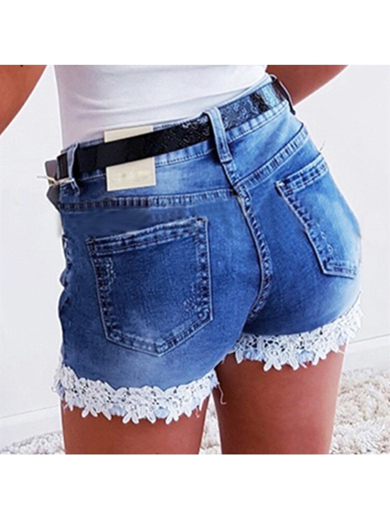 2025Viral Lace Up Denim Shorts for Women Butt Lifting High Waist Stretchy Shorts Elegant, Sexy
