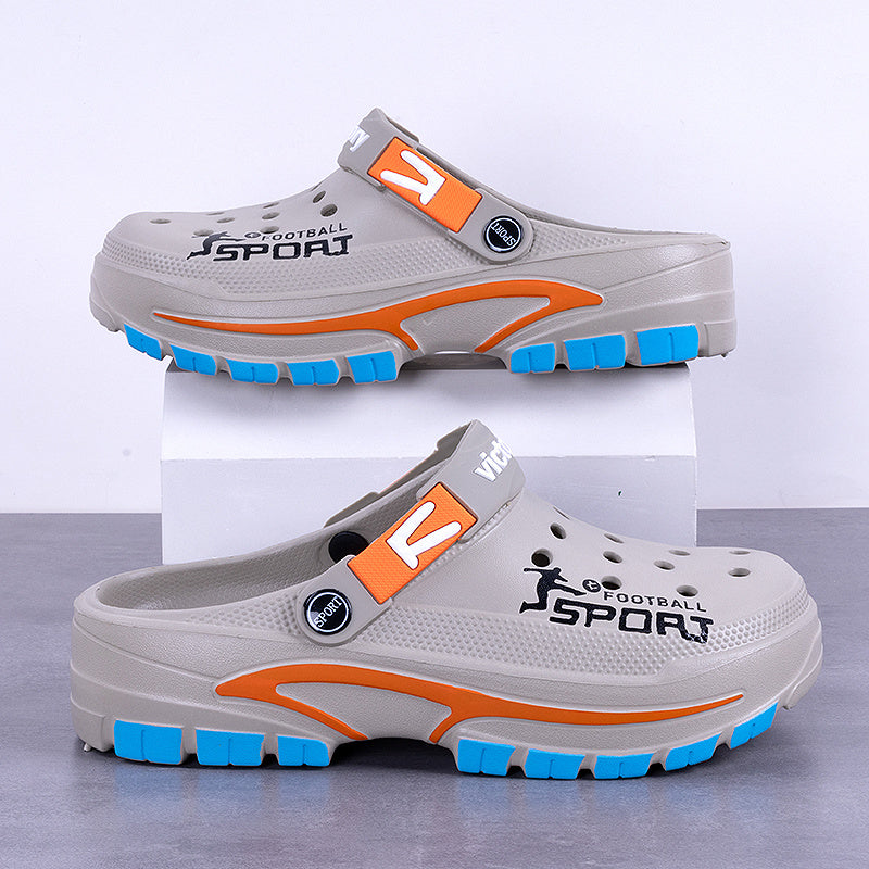 Men'S Slip-On Lazy Shoes, EVA Comfortable And Lightweight Sandals, Fashionable Perforated Mule Shoes, Indoor And Outdoor Dual-Purpose Wear