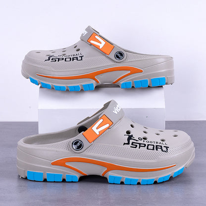Men'S Slip-On Lazy Shoes, EVA Comfortable And Lightweight Sandals, Fashionable Perforated Mule Shoes, Indoor And Outdoor Dual-Purpose Wear