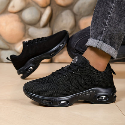 Men'S Air Cushioned Sports Shoes, Fashionable And Breathable Lace Up Running Shoes, Casual Outdoor Lightweight Walking Shoes