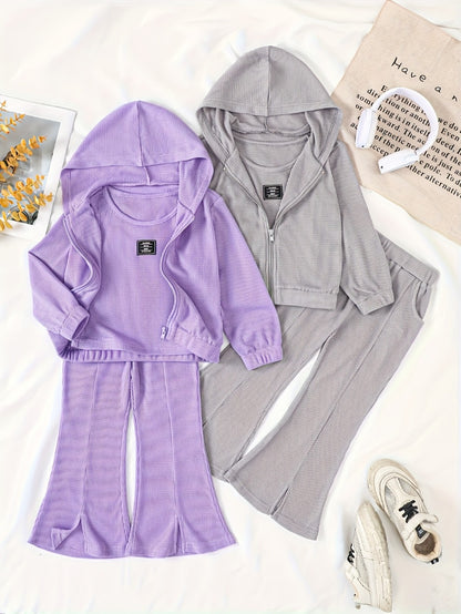 Girls' Autumn Winter Outfit Sets - 4-Set Random Print Hoodie Styles