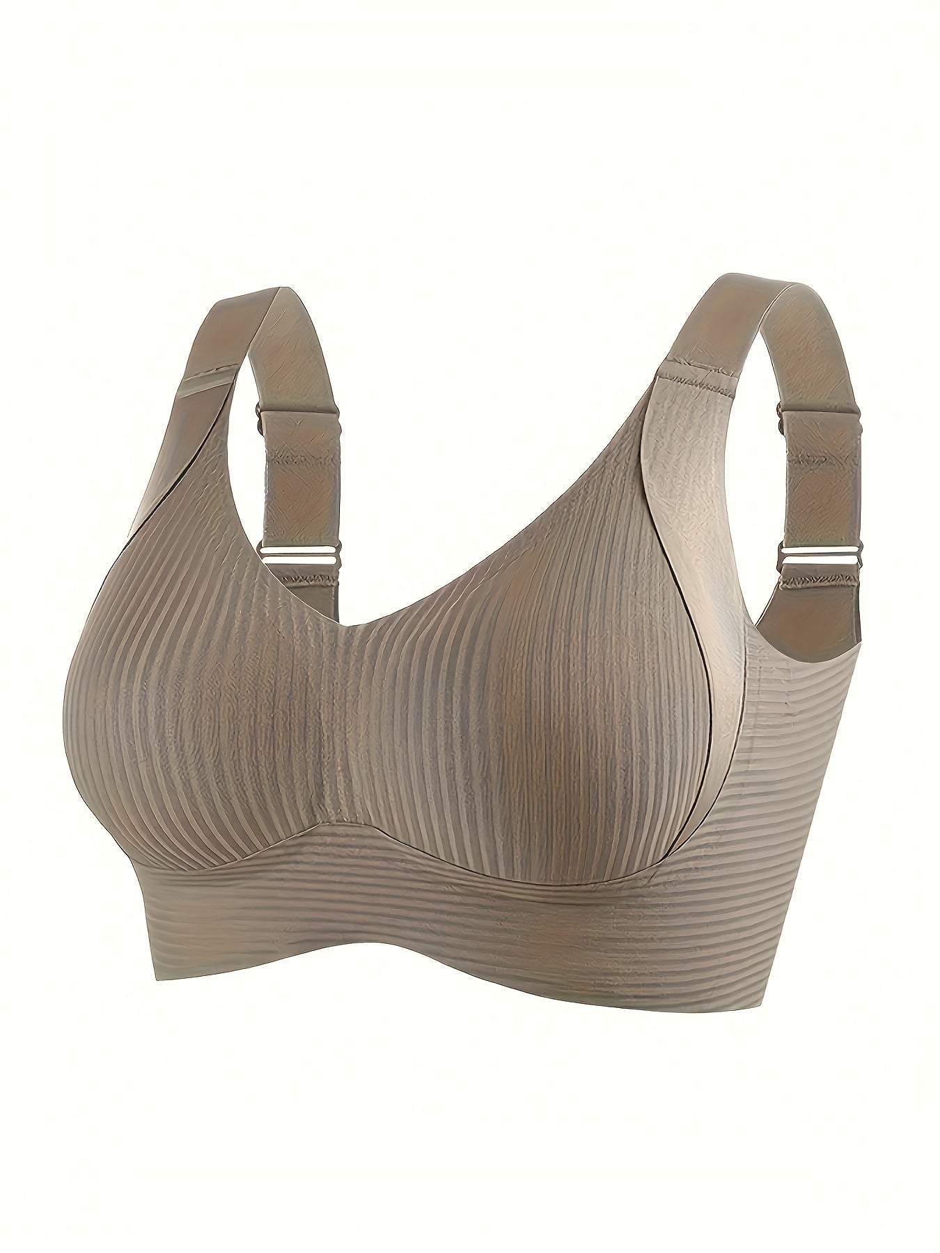 3-Pack Women'S Seamless Full-Cup Bras-Wide Band Design with Soft Wire-Free Support, White/Coffee/Gray-Blue, Everyday Elegance & Versatile Underwear | Non-Removable Padded Full-Cup Push-Up Bras | Smooth Texture & Seamless Craftsmanship | Full-Cup Bra