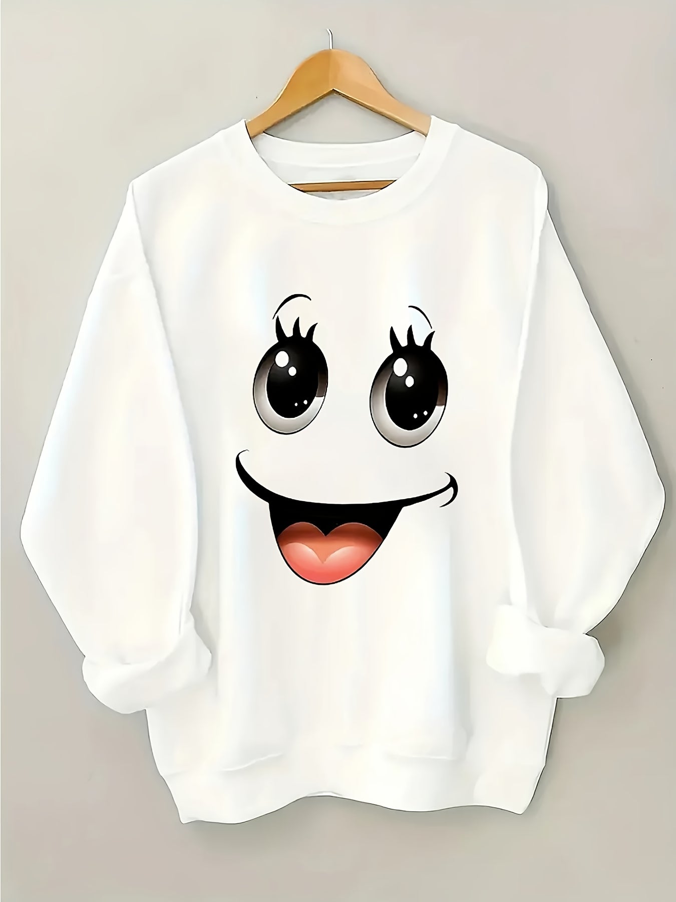 Letter Print Crew Neck Long Sleeve Sweatshirt, Casual Loose Stylish Fall Pullover, Women's Clothing