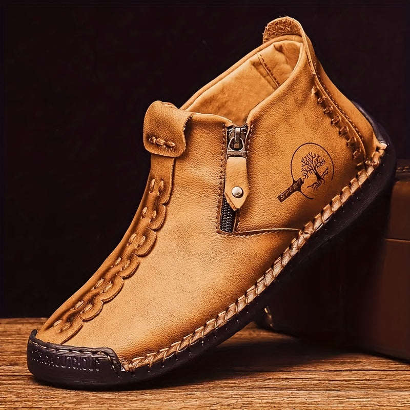 [Casual Outdoor Boots] Mens Ankle Boots Casual Loafers Shoes, Mens Boots Hand Stitching Outdoor Working Shoes
