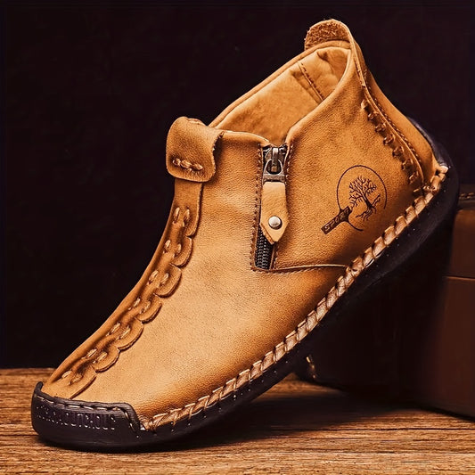 [Casual Outdoor Boots] Mens Ankle Boots Casual Loafers Shoes, Mens Boots Hand Stitching Outdoor Working Shoes