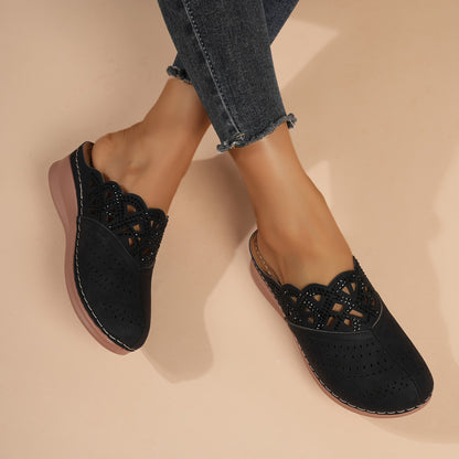 Women's Comfortable Wedge Sandals - Arch Support, Platform, Hollow Out Design, Perforated Toe, Heel Cushion, Perfect for Casual Outdoor Summer