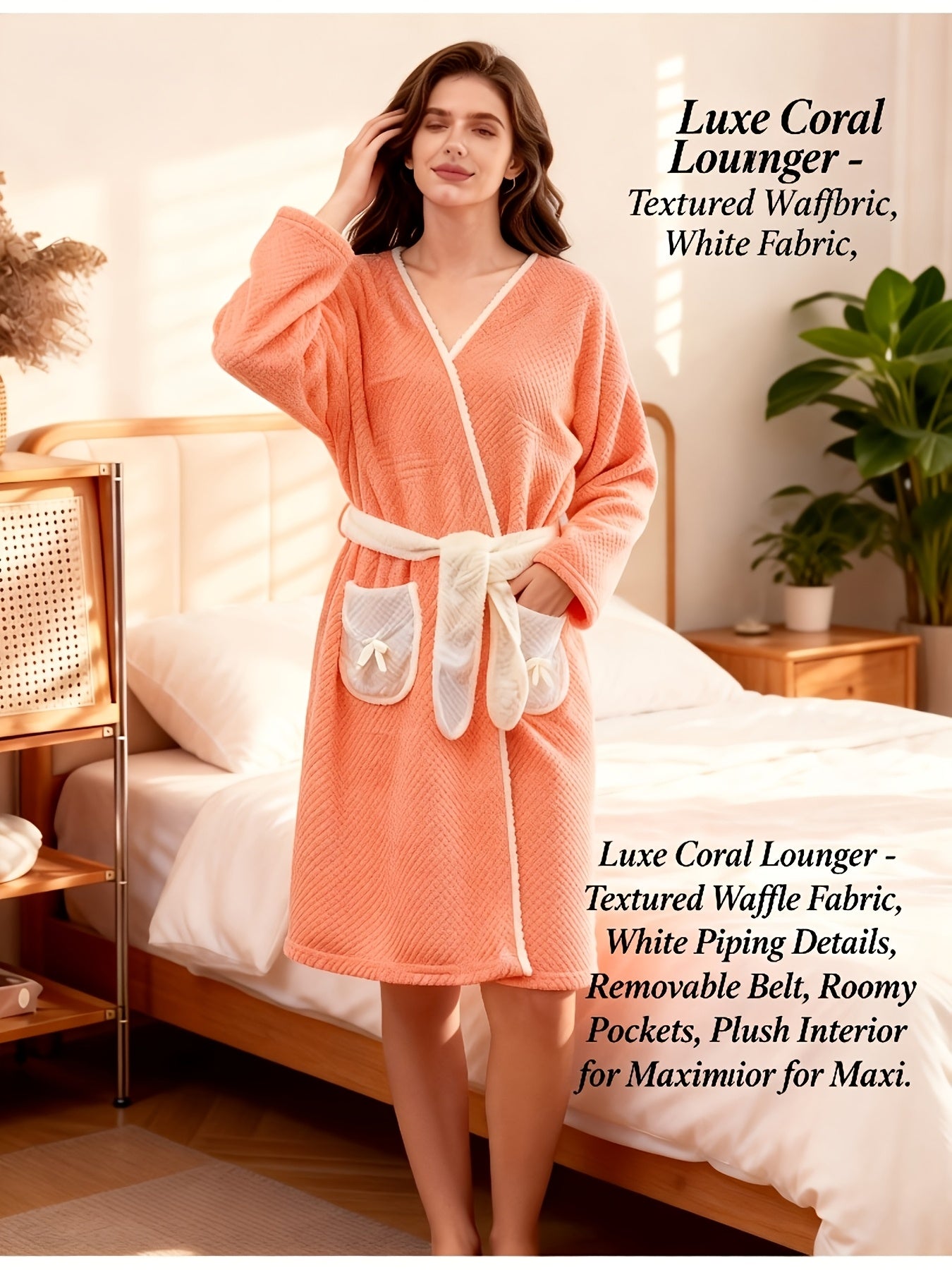 1 Women's super soft absorbent long-sleeved bathrobe - quick-drying, cartoon pineapple plaid design with straps, perfect for home comfort
