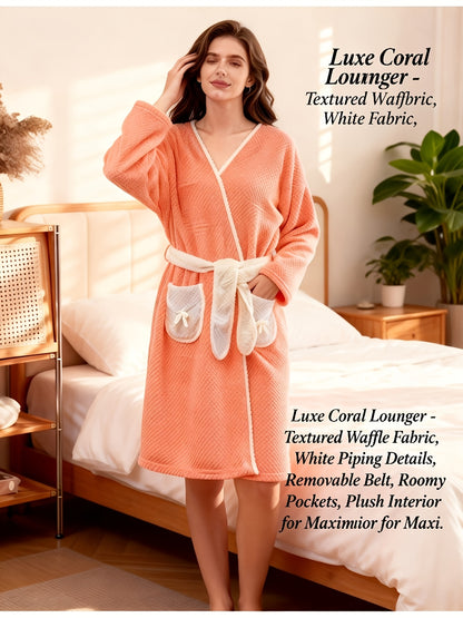1 Women's super soft absorbent long-sleeved bathrobe - quick-drying, cartoon pineapple plaid design with straps, perfect for home comfort