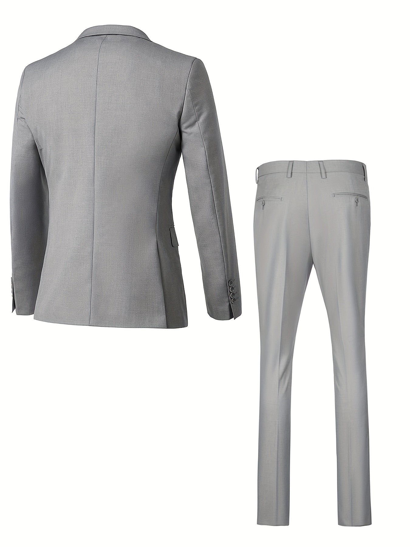 Men's Solid Color Complete 3pcs Suit Set Slim Fit Modern Tailored for Weddings Business Graduation Father's Day Gifting Express Delivery