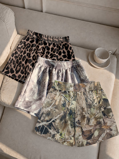 3pcs Women's Camo Print Shorts - Short Length Athletic Running Shorts with Camouflage, Beltless & Machine Washable Fabric Suitable for Gym, Outdoor, Casual Attire, Casual Shorts Pack