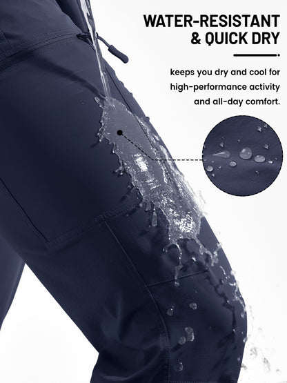 Men'S Cargo Pants Spring Hiking Trousers Quick-Dry Ripstop Stretch Fabric Breathable Moisture-Wicking Lightweight Elastic Waist And 3D-Cut 6 Pockets Outdoor Pants for Fishing Travel Camping, Work in Spring And Summer