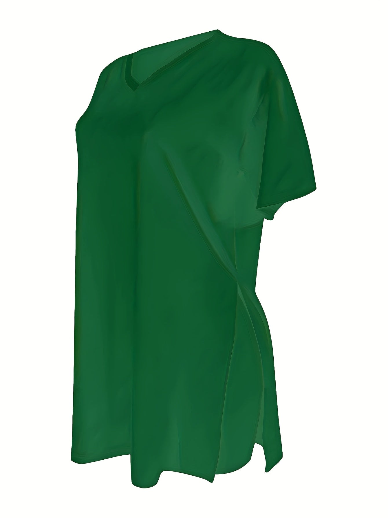 Two-Piece Outfit for Plus-Size Women Featuring a Casual V-Neck Short-Sleeve Top with Side Slits And Drawstring Leggings, Made from Comfortable, Ideal for Everyday Wear