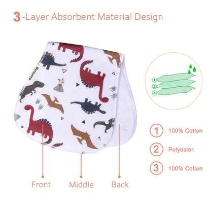 Set of 12 Large, Thick, And Super Absorbent Baby Burp Cloths with Snaps, Designed for Boys, Perfect for Managing Spit-Up